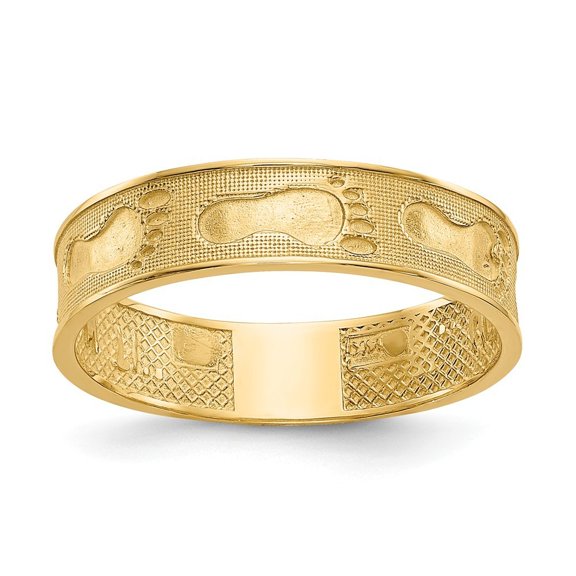 14k Yellow Gold Footprints In The Sand Ring - 2.0 Grams - Size 6