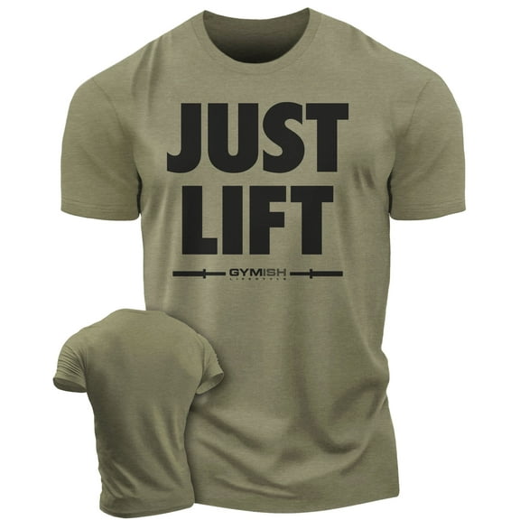 Gymish Just Lift Workout T-Shirt for Men – Funny Gym Shirt, Mens Gym TShirt, Motivational Fitness Tee, Gym Clothes for Men