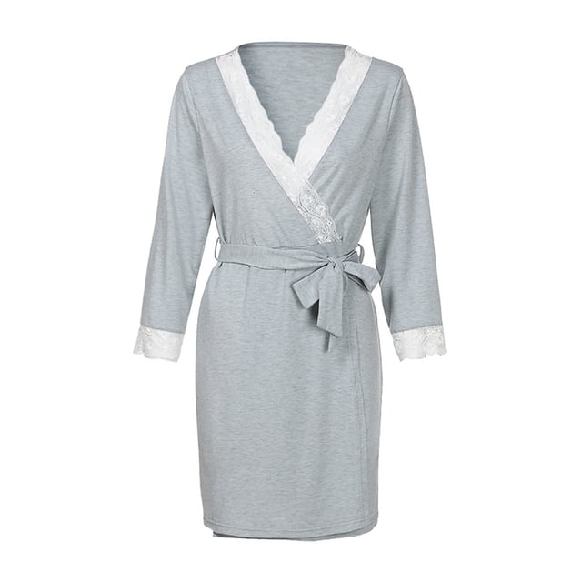 Ketyyh-chn99 Robe de Maternité Femmes Dentelle Femmes Enceintes Décontractée Allaitement Bébé pour Maternité Pyjama Robe Gris,G