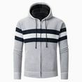 thumbnail image 4 of HOOMEUMY Men's Striped Knit Cardigan Hoodie Zipper Padded Thicken Long Sleeve Sweater Warm Pullover Jumper Gray XXXL, 4 of 8