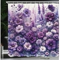 thumbnail image 3 of Ambesonne Purple Shower Curtain, Cottagecore Floral Meadow, 69"Wx84"L, Lilac Lavender Quartz, 3 of 4