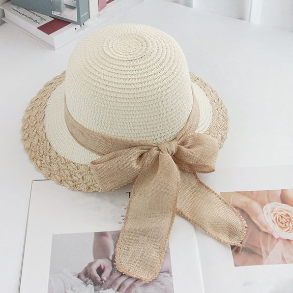 tarylea Wide Brimmed Hats for Women Sun Weaving Straw Hat with Bow Tie Casual Summer Beach Vacation Holiday Hat