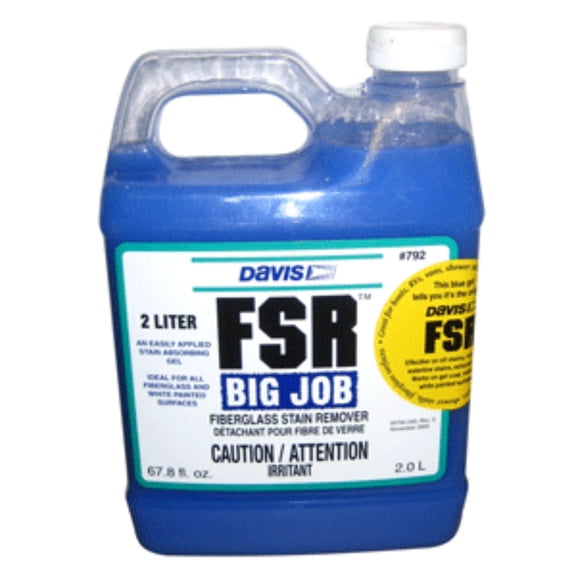 9" Blue and White Vehicle Accessories Davis FSR Big Job Fiberglass Stain Remover 2-Liter