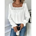 thumbnail image 2 of Women'S Fall Puff Long Sleeve Square Neck Loose Cute Casual Blouse Shirt Top White XL, 2 of 8