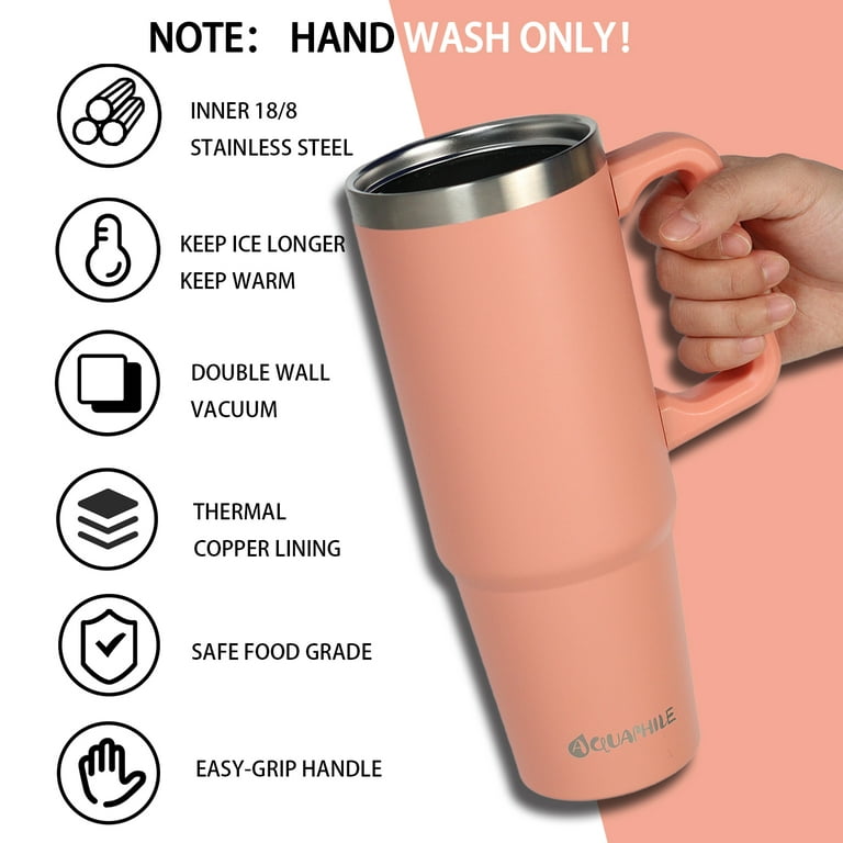 AQUAPHILE Tumbler with Handle, 35oz Insulated Coffee Mug with Leak