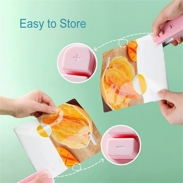 Plastic Electric Heat Plastic Bag Sealing Machine Portable Equipment Lightweight Battery Operated 300mAh Restaurant Kitchen Snack Chips Sealer Pink