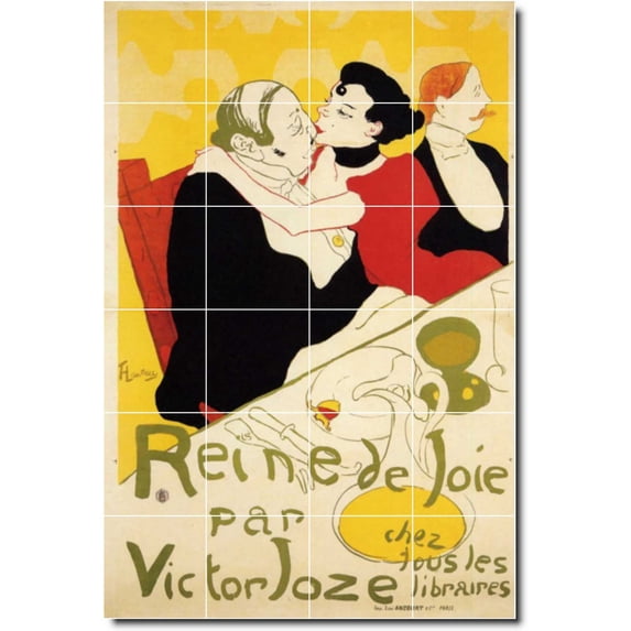 Ceramic Tile Mural-Henri Toulouse-Lautrec Poster Art Floor Tile Mural 17. 17" w x 25.5" h using (24) 4.25 x 4.25 ceramic tiles