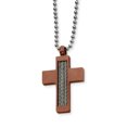 thumbnail image 1 of Collier Croix Plaqué IP en Acier Inoxydable Marron 24 Po, 1 of 3