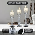 thumbnail image 3 of Candle Holders for Pillar Candles Set of 3 Silver Vintage Tall Candle Holders Decorative Large Table Centerpieces Candle Stand Decor, 3 of 12