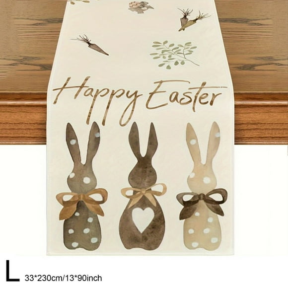 Cameland Rabbits Bunny Happy Easter Table Runner For Indoor Outdoor Home Party Decor Spring Summer Holiday Kitchen Dining Table Decoration