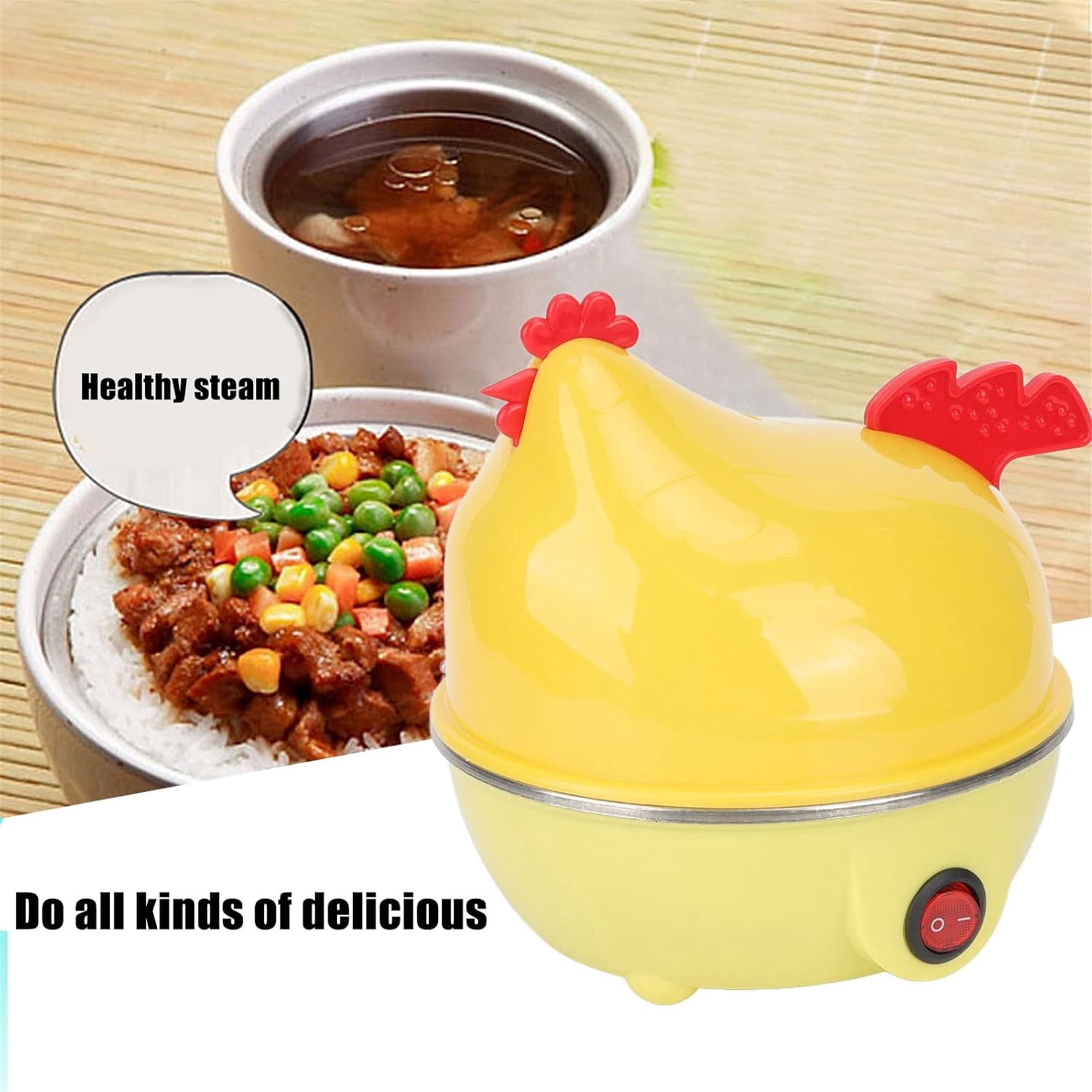 SQDWYGUO Egg Cooker, Electric Egg Cooker Multifunction Chicken Shape Rapid Egg Boiler 7 Egg Capacity Automatic Shut Off Mini Breakfast Machine,Yellow