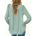 thumbnail image 5 of UVN Fall Shirts for Women Long Sleeve Blouses Ladies Crewneck Lace Crochet Tops Dressy Chiffon Blouses, 5 of 9