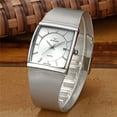 thumbnail image 4 of Men Watch Classic Analog Quartz Date Stainless Steel Milanese Mesh Band Ultra-Thin Rectangle Dial Luminous, 4 of 6