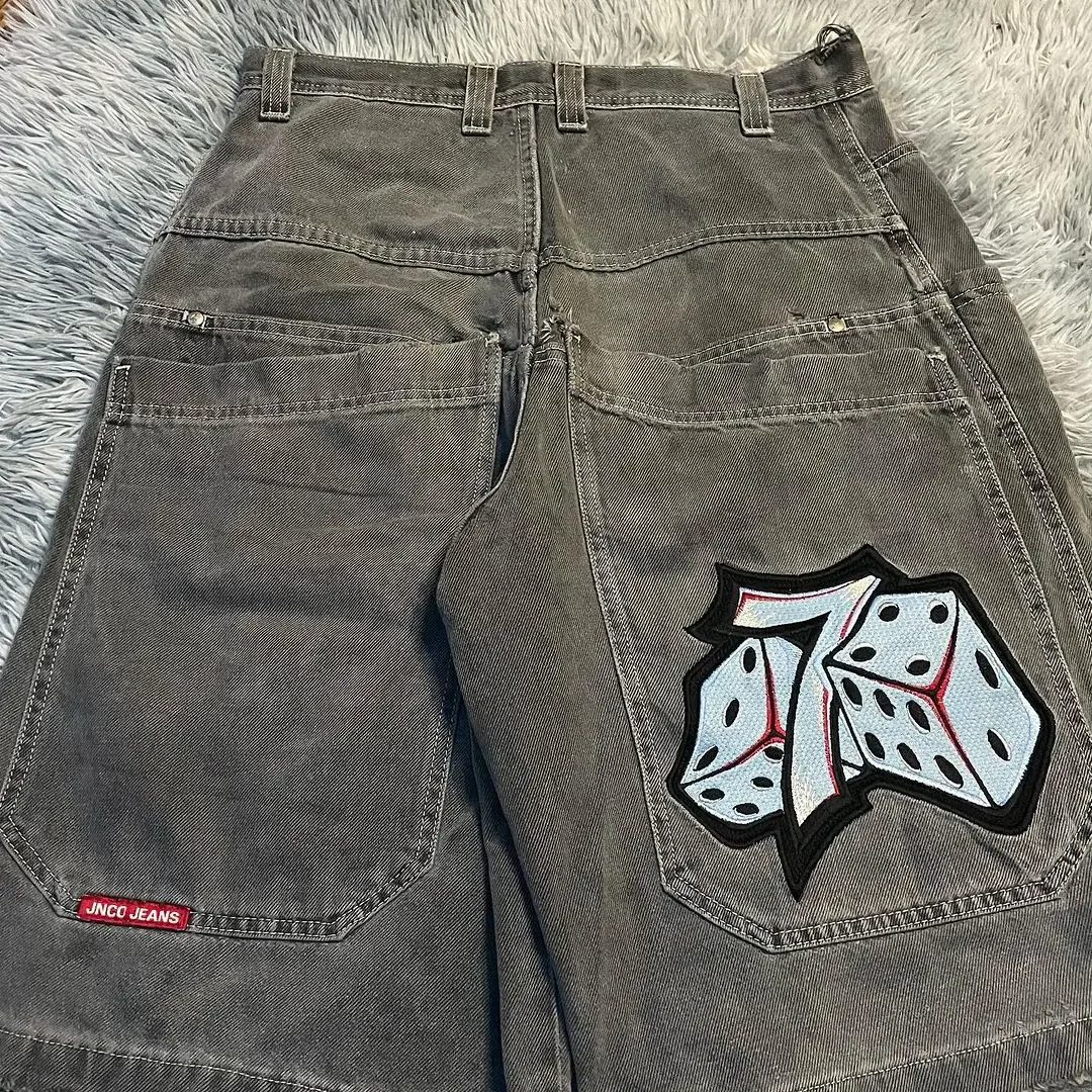 Hip Hop Vintage JNCO Number 7 Dice Graphic Embroidered Jeans