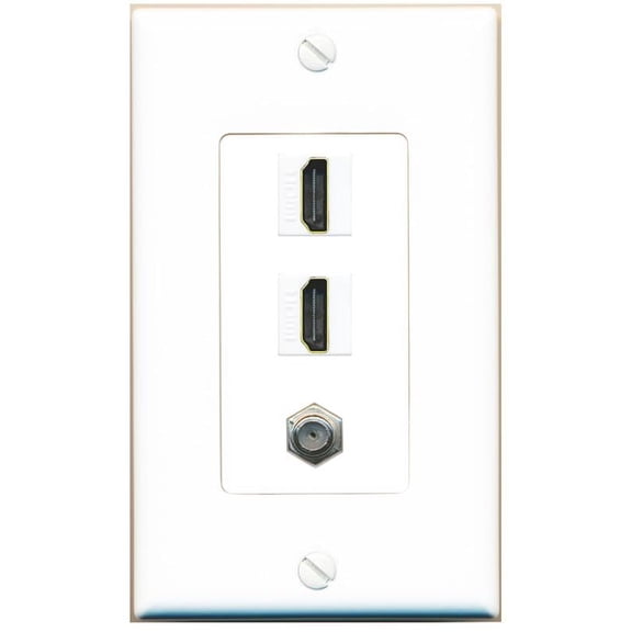 Coax 2 HDMI Wall Plate-1 Gang White