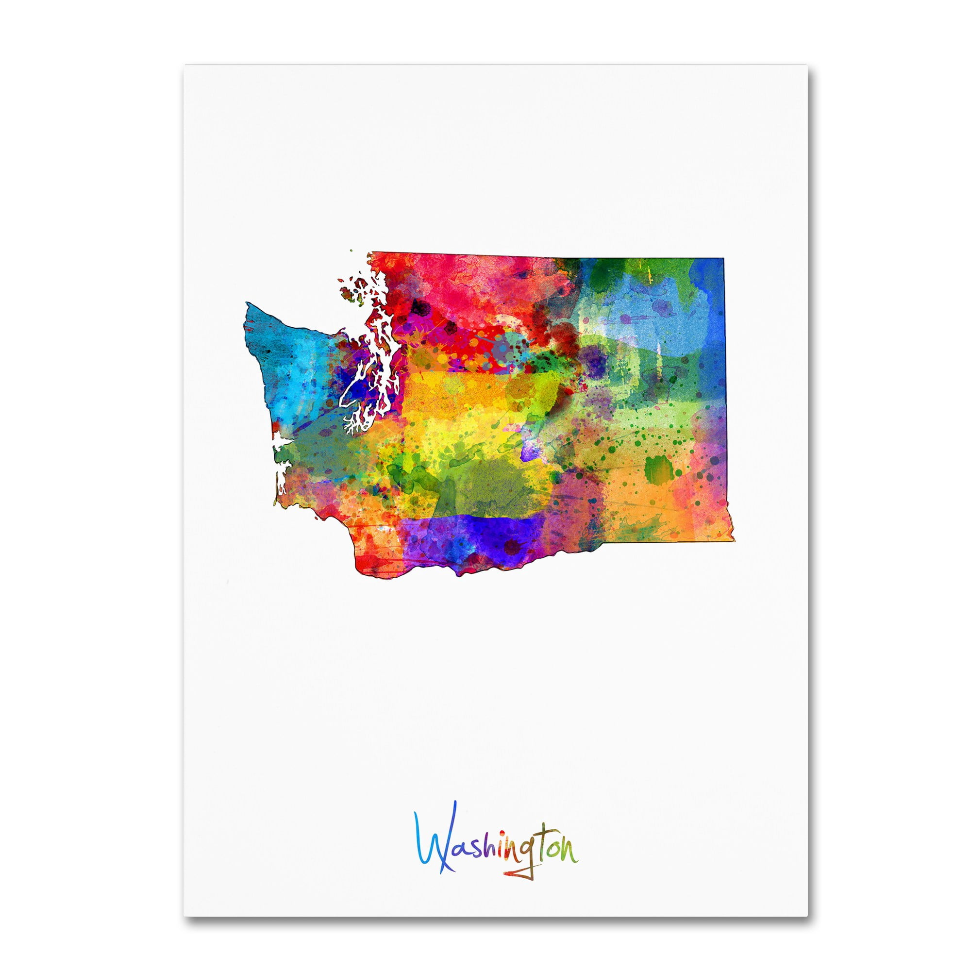 Trademark Fine Art "Washington Map" Canvas Art by Michael Tompsett