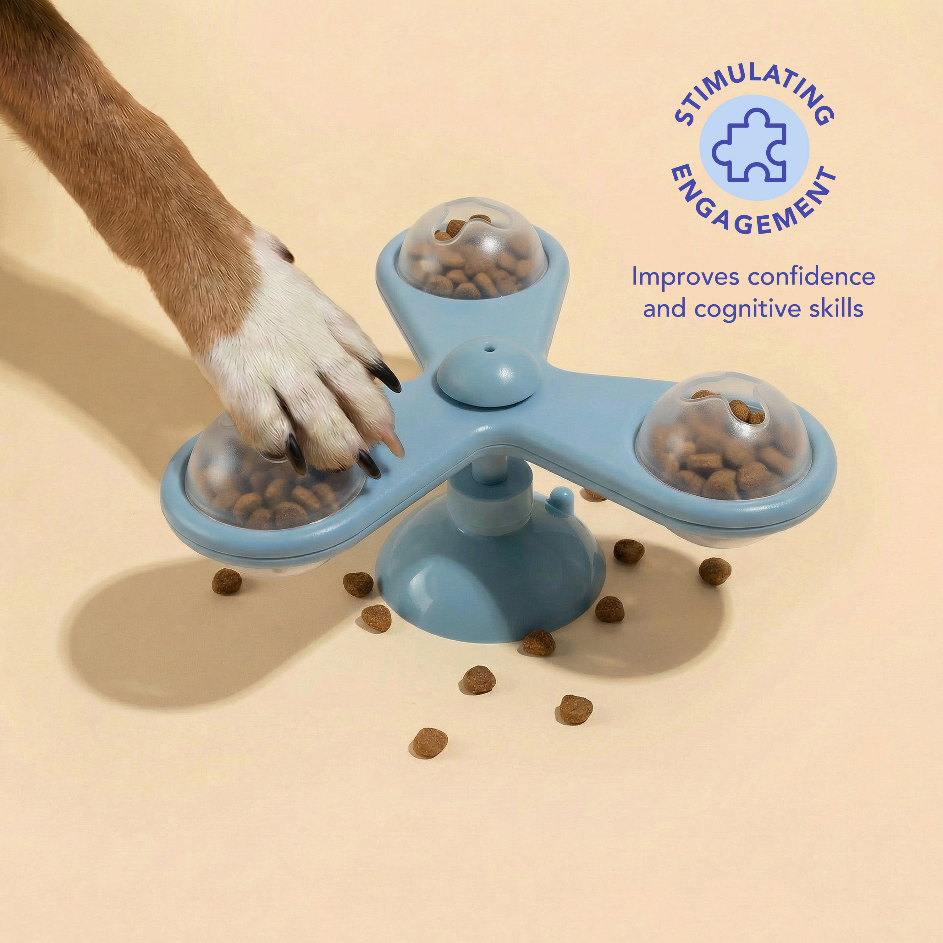 Oodles Durable Plastic Propeller Enrichment Dog Treater, Blue, One Size