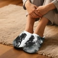 thumbnail image 3 of Uourmeti Art Black Running Horse Spa Slippers Soft Plush Fuzzy Comfy Non Slip Indoor Outdoor House Shoes Warm Cozy Memory Foam Sole Lightweight Relaxing, 3 of 6