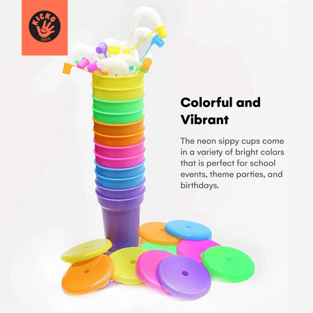 Everything You Need | Kicko Neon Sipper Cups - 55 Inch Colorful Neon Cups | 1