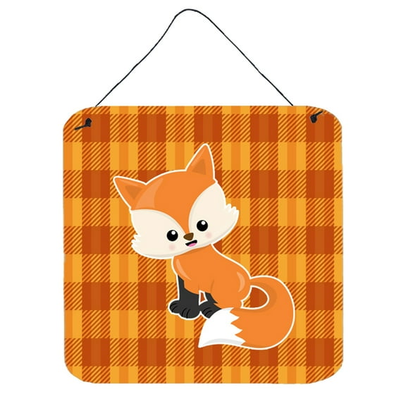 Baby Fox Gingham Wall or Door Hanging Prints