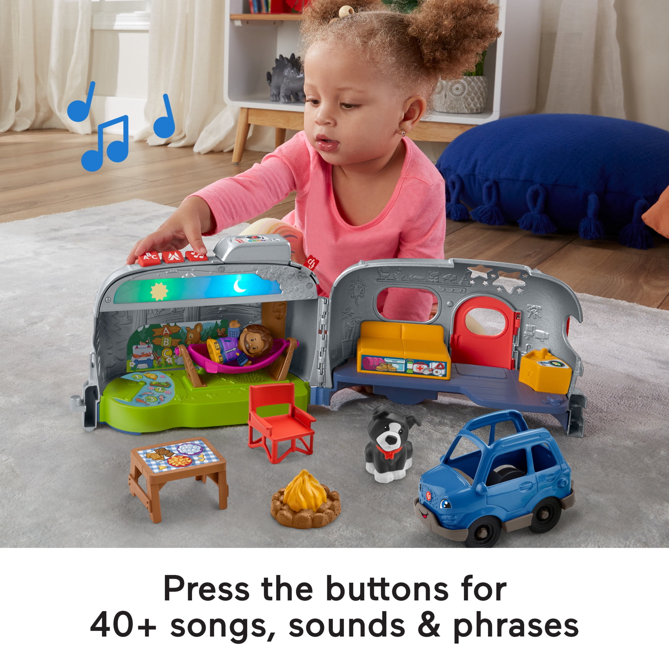 Fisher-Price Little People Light-up Learning Camper Electronic Toy RV Vehicle Playset for Toddlers