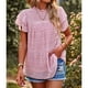 thumbnail image 3 of Blusa de mujer con cuello redondo y manga con volantes, estampado fluido, holgado, informal, de gasa, color rosa M, 3 of 6