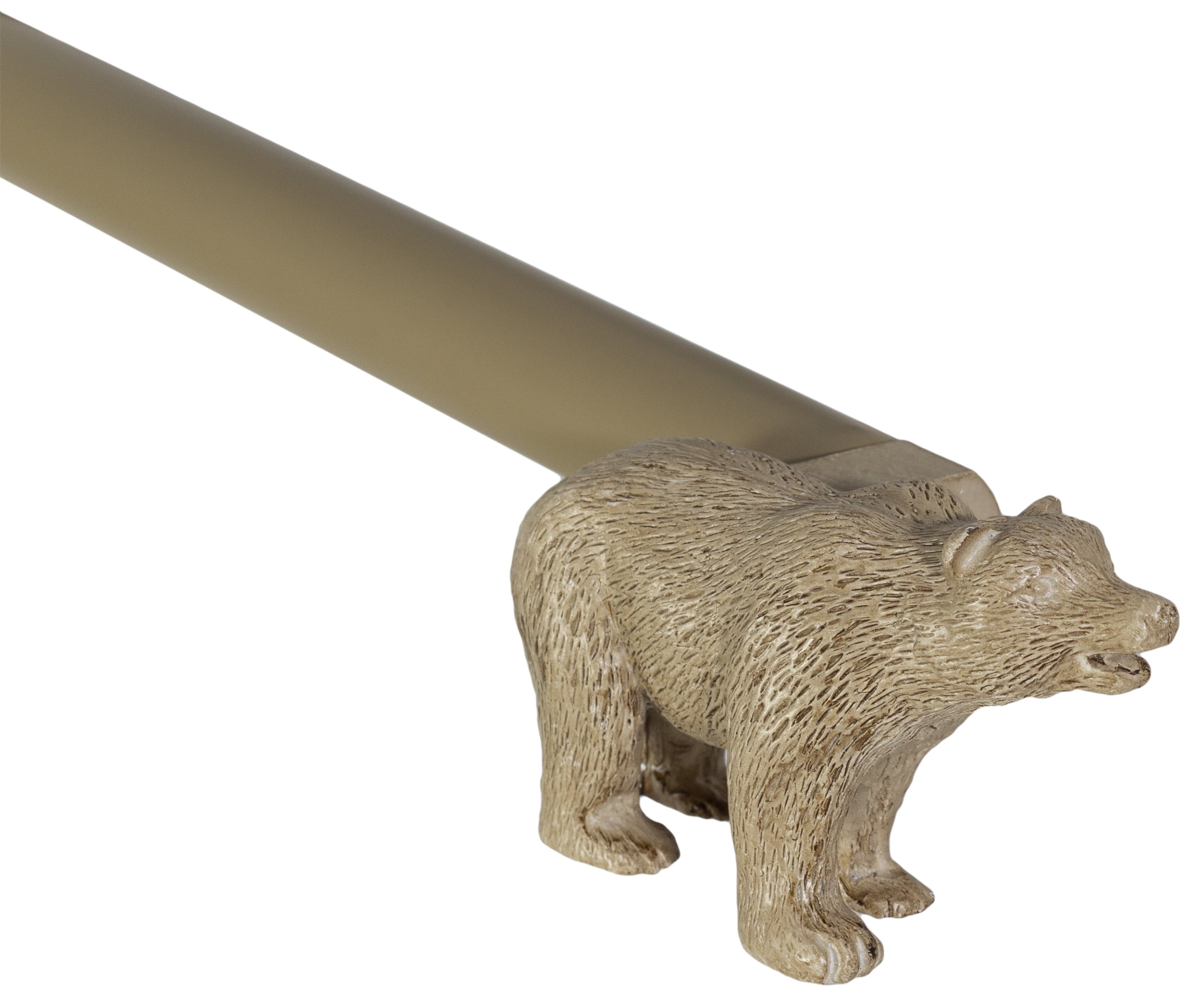 Urbanest Farmhouse Bear 3/4" Adjustable Curtain Rod – Heavy-Duty Telescoping Drapery Rod with Decorative Bear Finials – Extendable Window Rod for Curtains & Drapes, 28"–48″, Cottage Beige