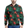 thumbnail image 3 of Nueva chaqueta con cremallera y estampado 3D de flores hawaianas para hombre, sudaderas estilo bombardero con estampado de plantas tropicales, abrigos de manga larga de gran tamaño, 3 of 5