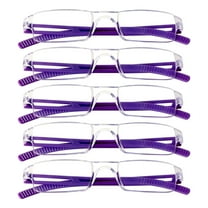 5 Pairs Reading Glasses, Blue Light Blocking Glasses, Computer Reading Glasses for Women and Men, Fashion Square Eyewear Frame (Purple, 1.00 Magnification)