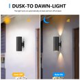 thumbnail image 5 of GEYANG Modern Outdoor Wall Light with Dusk to Dawn Sensor, Exterior Light Fixture Wall Mount Waterproof Anti-Rust Cylinder, Up and Down 2 Lights Black Sconces for Porch Patio House Outside Entryway, 5 of 7