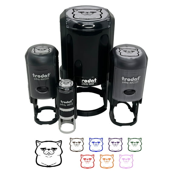 Unamused and Unhappy Cat Loaf Self-Inking Rubber Stamp Ink Stamper - Black Ink - Small 3/4 Inch