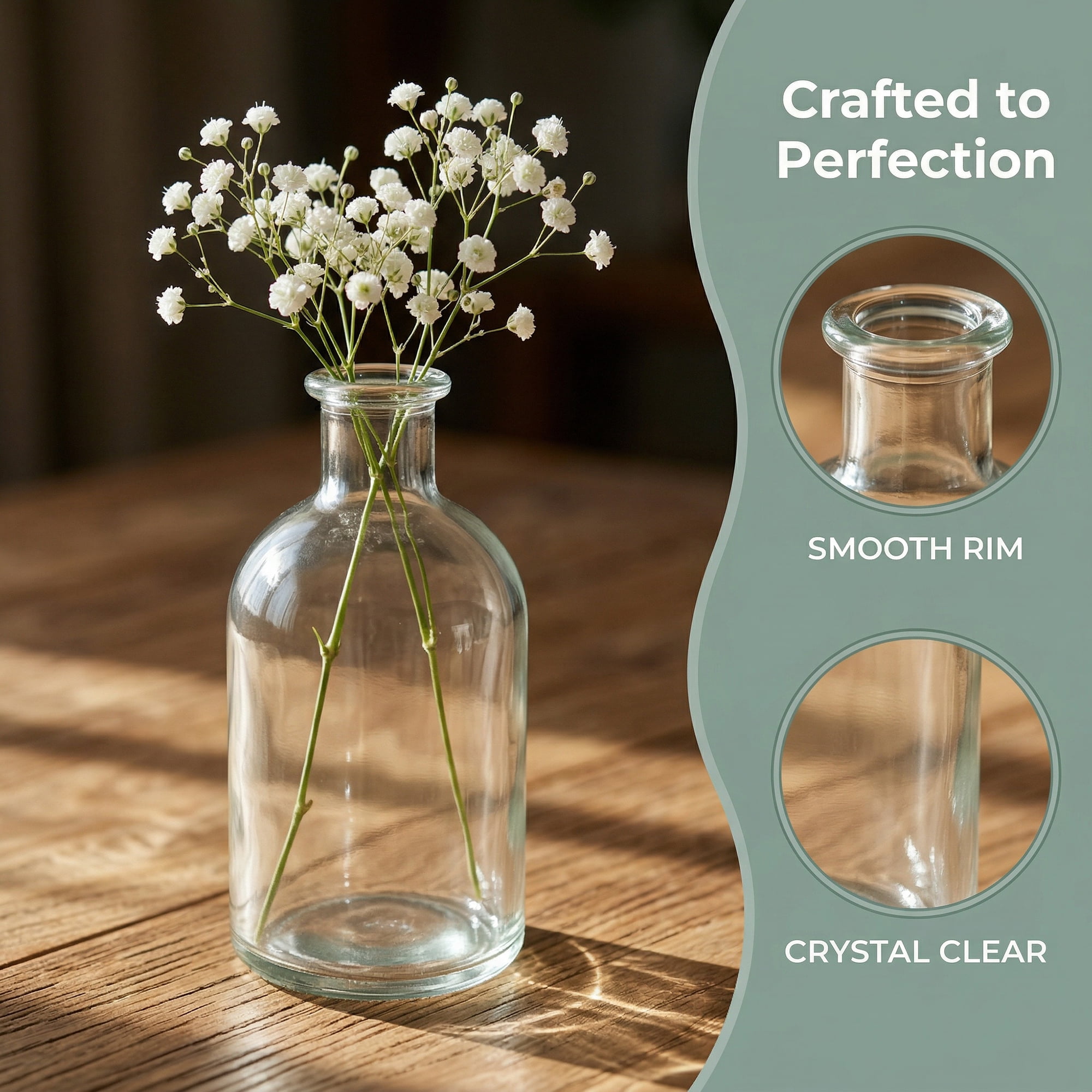Unique Bargains Glass Bud Vases Set for Small Flower Vases Clear 2.8"L x 2.8"W x 5.1"H