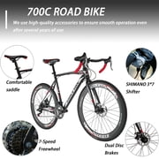 Eurobike XC550 Road Bike 21-Speed Shimano Gears 700c Wheels Racing Bicycle for Men, 54cm, Black