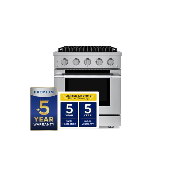 30" Stainless Steel Gas Range 4 Burners (20,000 BTU) 4.2 cu.ft Convection Oven 5 Racks Convertible NG/LP