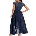 thumbnail image 2 of Women Lace Cap Sleeve Dress Casual Ruffle High Low Party A-Line Dress, 2 of 7