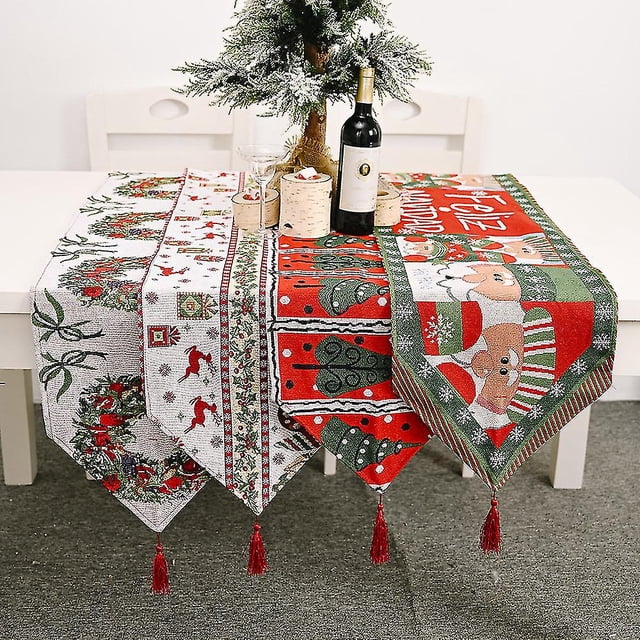 Decoraciones navideñas para el hogar, tela tejida, Bandera de mesa, mantel navideño creativo, decoración de mesa, vestidor para el hogar
