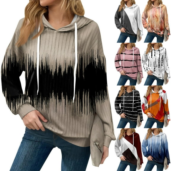 Hoodies For Women Oversized Winter Cute Sweatshirts Pullover Trendy Fall Clothes, Retro Print Lightweight Design without Pockets for Fall Winter Fashion and Comfort,Black,L