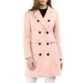 thumbnail image 2 of Abrigo de invierno para mujer INSPIRE CHIC con solapa muesca, abrigo trinchera de doble botonadura, talla XL, color rosa, 2 of 7