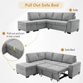 thumbnail image 5 of Euroco L-Shape Sofa Bed with Storage Ottoman and Hidden Arm Storage, Sectional Sofa Sleeper with USB Port for Living Room Apartment, Light Gray, 5 of 11