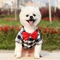 thumbnail image 2 of UDIYO Pet T-Shirt Plaid Printing Bow-knot Decor Polyester Turndown Collar Dog Costume Shirt for Daily Life, 2 of 7