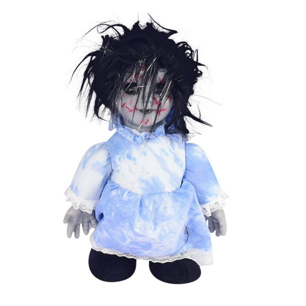 Muñecas espeluznantes de Halloween de Avdolw, muñeca poseída aterradora de terror que camina con inducción activada por voz y sonido, accesorio de Halloween para fiesta de Halloween, casa embrujada