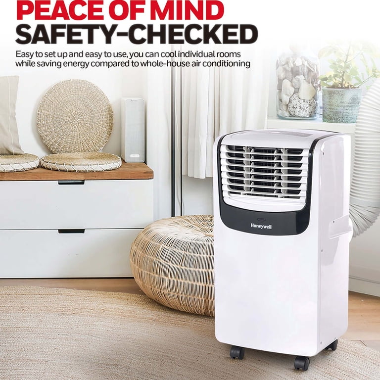 Honeywell 9,100 BTU (6,100 BTU SACC) 400 Sq. Ft. 115-Volt Portable Air  Conditioner, White/Black - Walmart.com