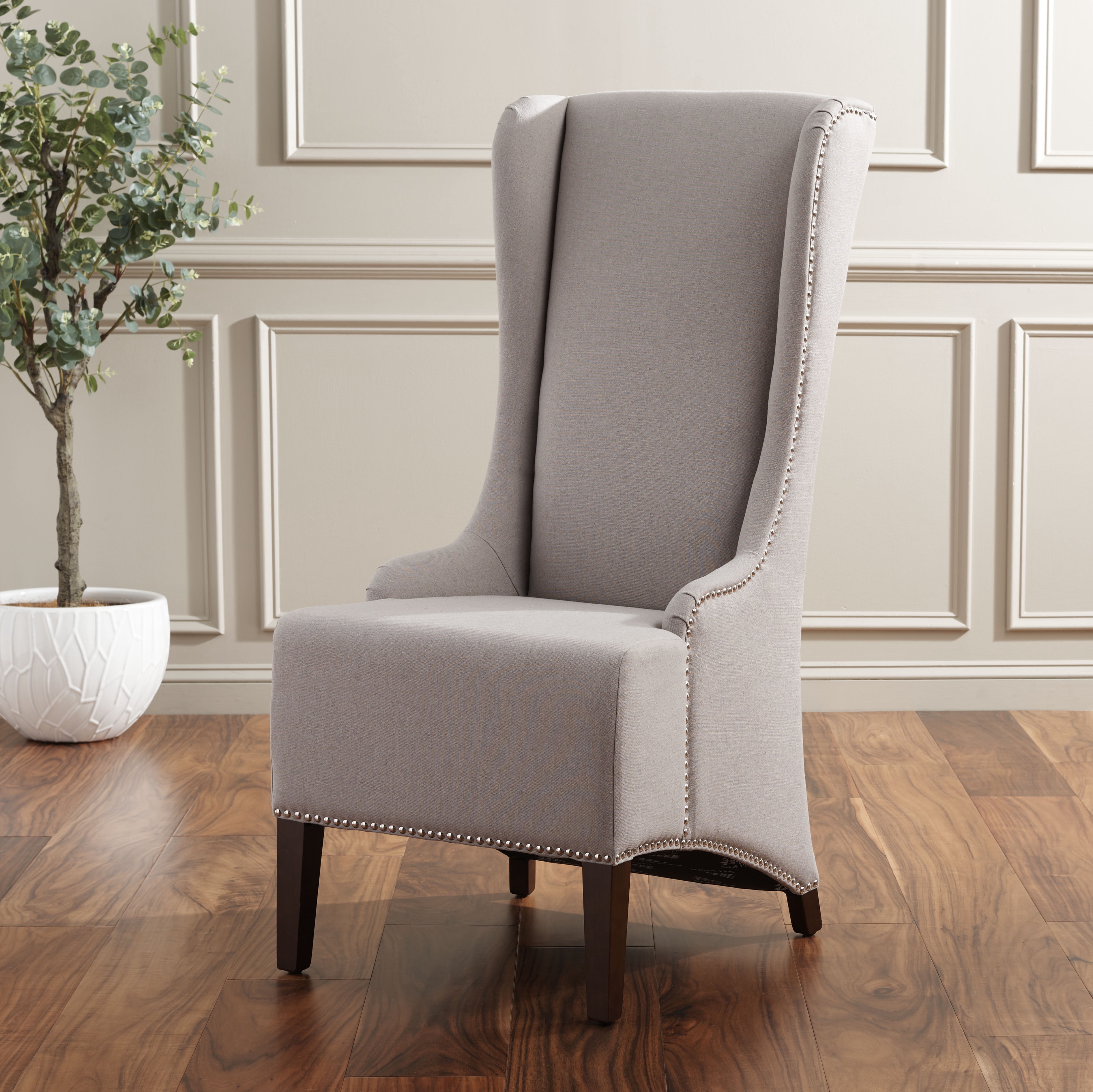 SAFAVIEH Becall Transitional Linen Solid Dining Parsons Chair, Taupe