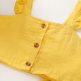 thumbnail image 3 of Canrulo Toddler Baby Girl Solid Color Ruffle Sleeveless Button Down Halter Tank Crop Tops and Pants Outfits Yellow 2-3 Years, 3 of 6