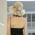 thumbnail image 6 of Summer Hats for Women Women Bridal Wedding Tea Party Wide Brim Summer Sun Cap Beige One Size, 6 of 9