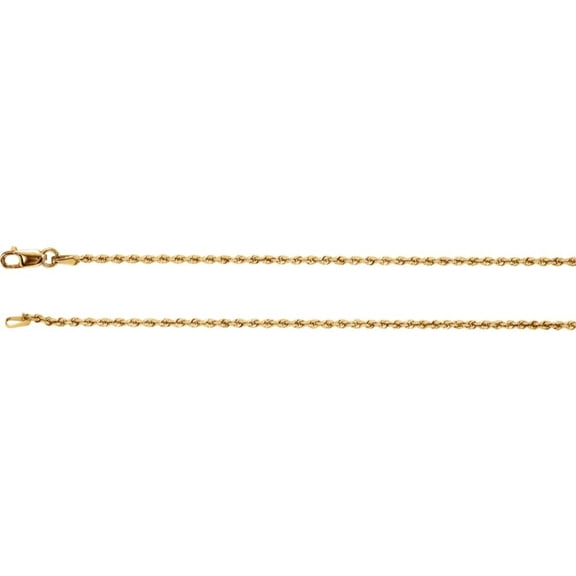 14k Yellow Gold 1.5mm Rope Chain Necklace - 7 Inch