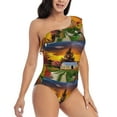 thumbnail image 3 of Gaeub Fall Village Scenery Women's One Shoulder Ruffle Tummy Control Swimwear for Swimming Surfing Beach Party - XX-Large, 3 of 8