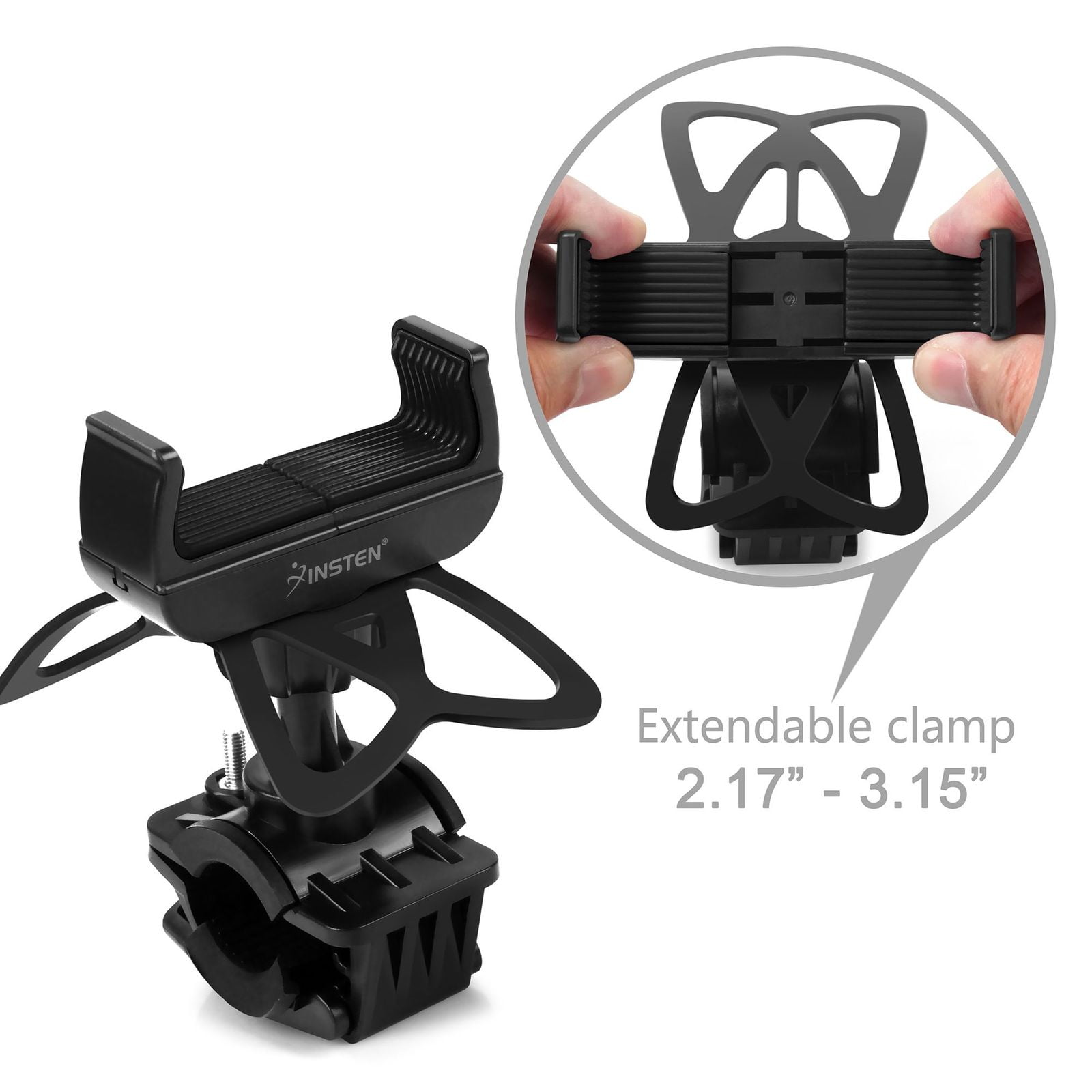 Insten Motorcycle Bicycle Phone Holder Mount with Grip, 360 Adjustable  Compatible with iPhone 14 13 12 11 Pro Max Mini XR XS X 8 7 6s Plus SE  Samsung S23 S22 S21 Android Smartphone GPS Universal Black 