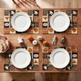 thumbnail image 5 of Sm:)e Patchwork Ghost Pumpkin Black Cat Bat Skeleton Witch Hat Halloween Placemats Set of 4, 12x18 Inch Holiday Table Mats for Indoor Outdoor Party Dining Decoration, 5 of 7