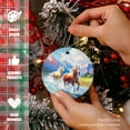 thumbnail image 4 of Round Christmas Ornament Ceramic Keepsake Holiday Christmas Decoration 2.95in - Horses Galloping Through A Mountain Stream, 4 of 6